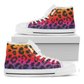 Rainbow Leopard Print White High Top Sneakers