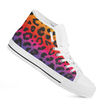 Rainbow Leopard Print White High Top Shoes