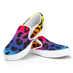 Rainbow Leopard Print White Slip On Shoes