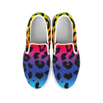 Rainbow Leopard Print White Slip On Shoes