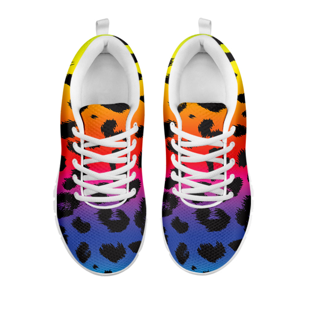 Rainbow Leopard Print White Sneakers