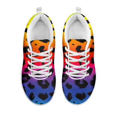 Rainbow Leopard Print White Sneakers