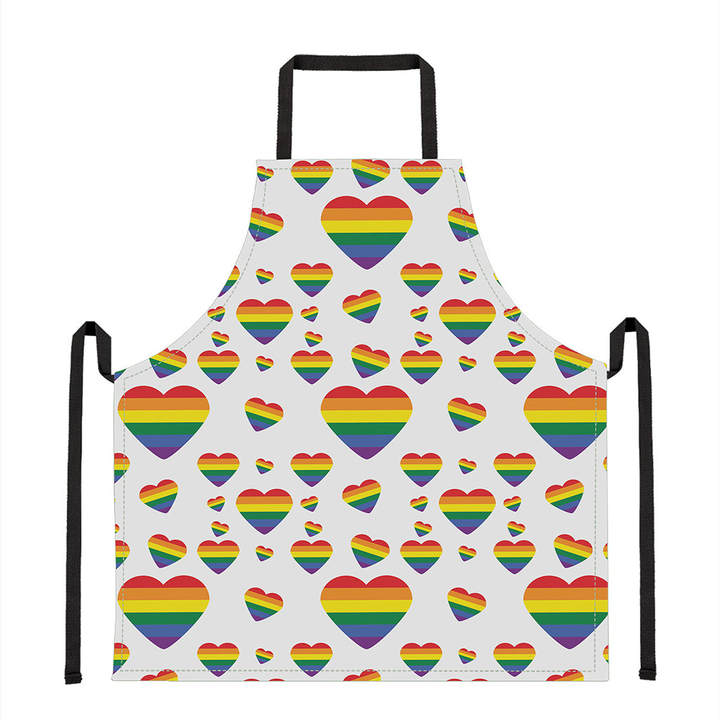 Rainbow LGBT Heart Pattern Print Apron