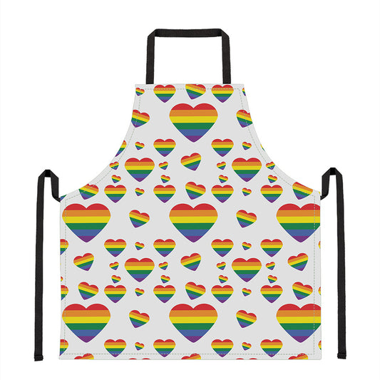 Rainbow LGBT Heart Pattern Print Apron