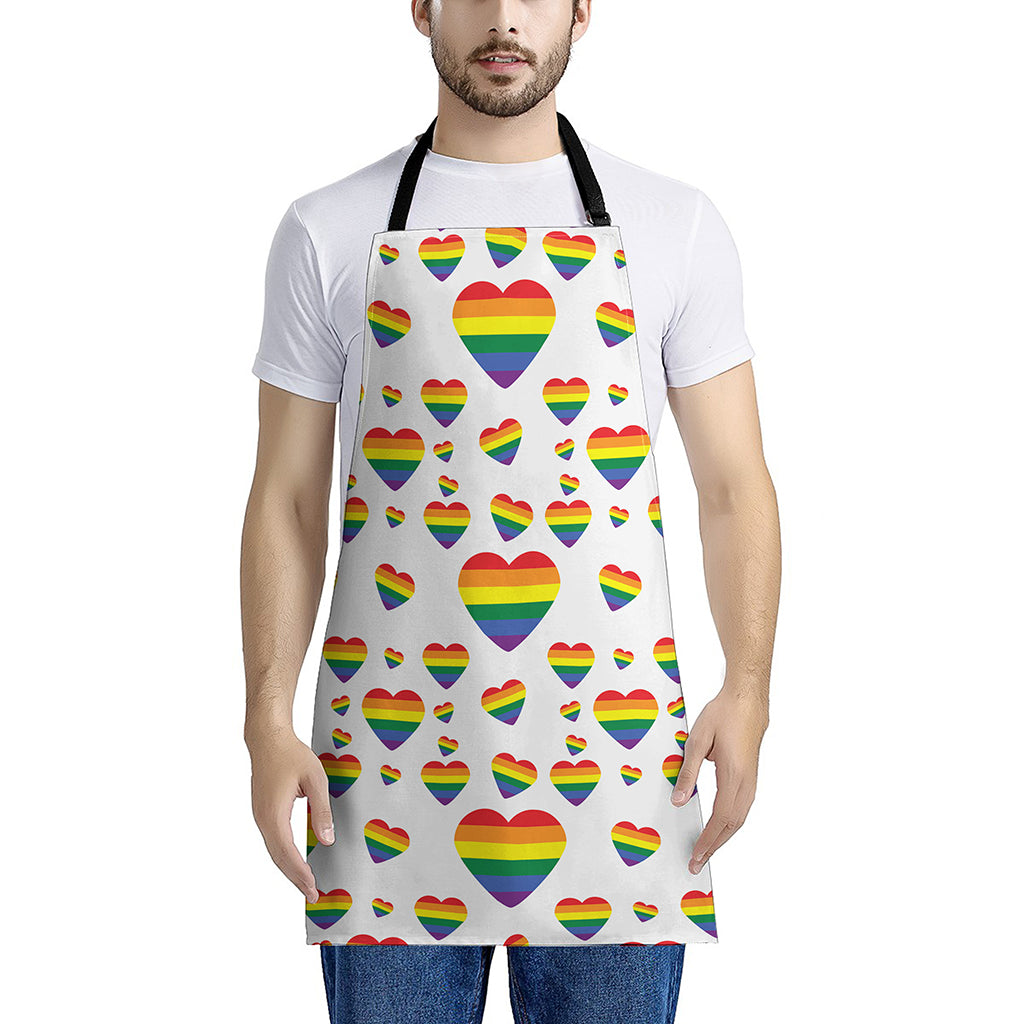 Rainbow LGBT Heart Pattern Print Apron