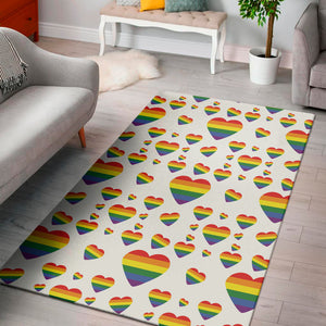 Rainbow LGBT Heart Pattern Print Area Rug