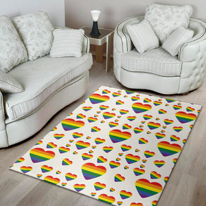 Rainbow LGBT Heart Pattern Print Area Rug