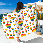 Rainbow LGBT Heart Pattern Print Beach Sarong Wrap