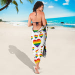 Rainbow LGBT Heart Pattern Print Beach Sarong Wrap