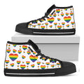 Rainbow LGBT Heart Pattern Print Black High Top Sneakers
