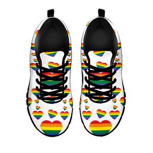 Rainbow LGBT Heart Pattern Print Black Sneakers