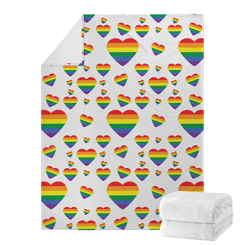 Rainbow LGBT Heart Pattern Print Blanket
