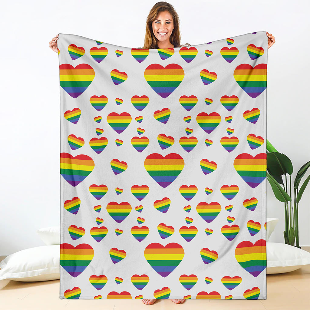 Rainbow LGBT Heart Pattern Print Blanket