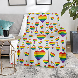 Rainbow LGBT Heart Pattern Print Blanket