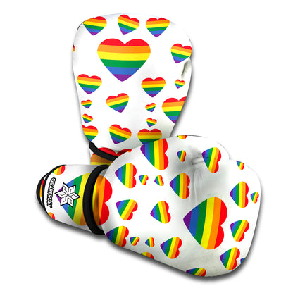 Rainbow LGBT Heart Pattern Print Boxing Gloves