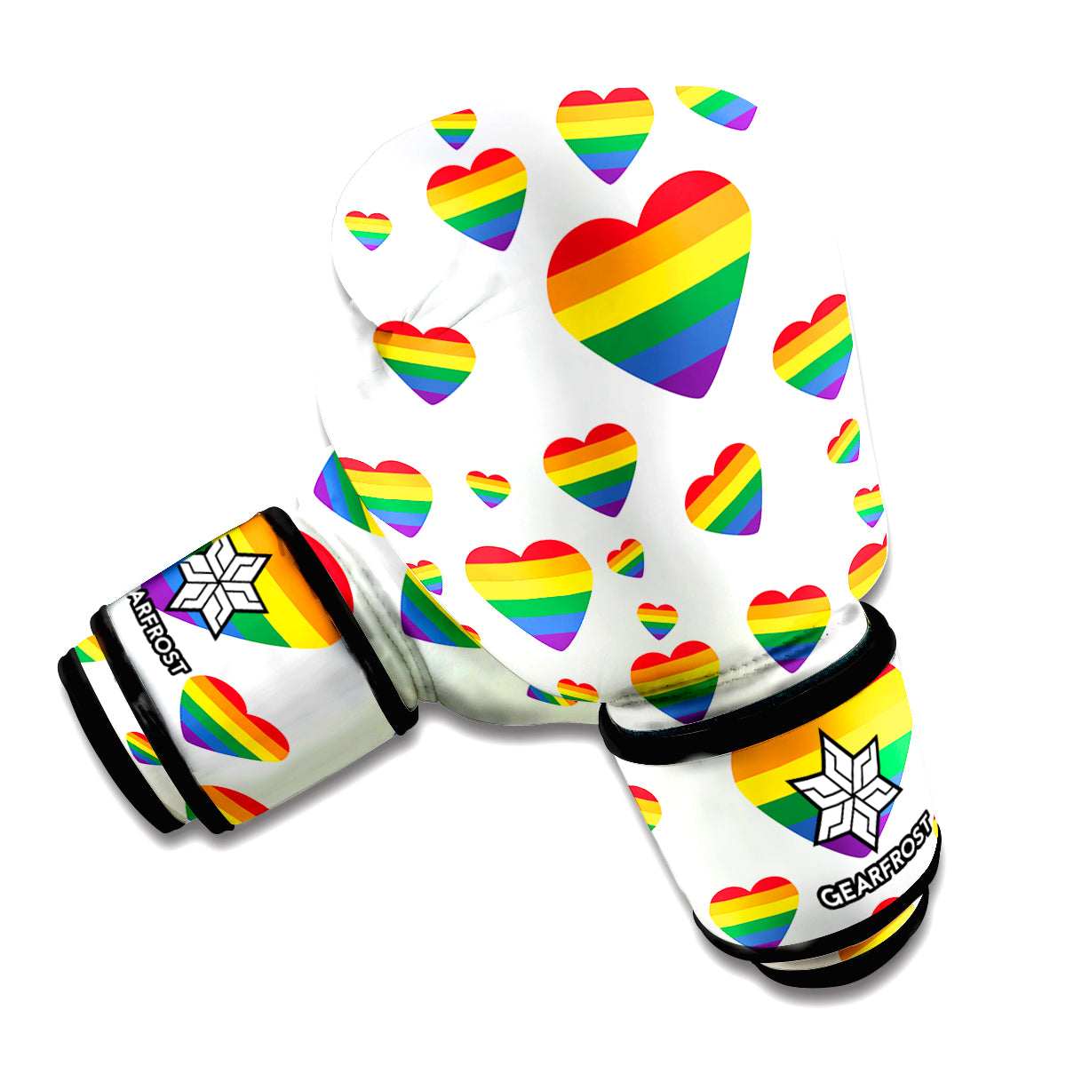 Rainbow LGBT Heart Pattern Print Boxing Gloves