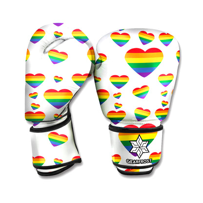 Rainbow LGBT Heart Pattern Print Boxing Gloves