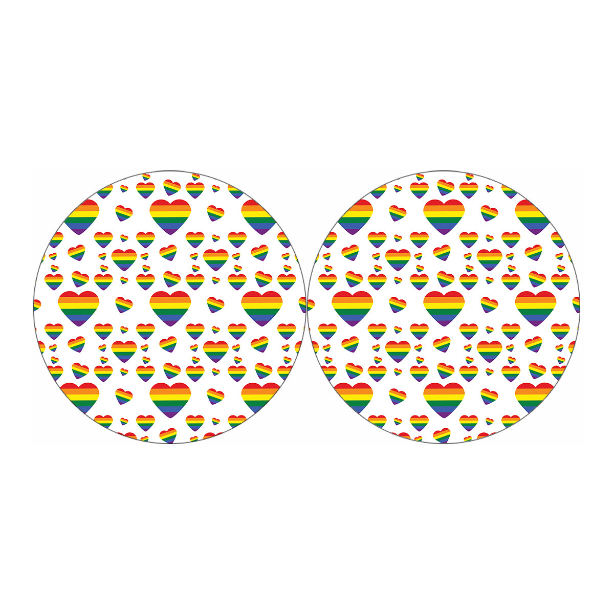 Rainbow LGBT Heart Pattern Print Car Coasters