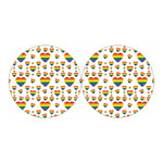 Rainbow LGBT Heart Pattern Print Car Coasters