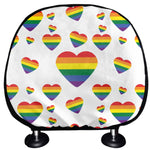 Rainbow LGBT Heart Pattern Print Car Headrest Covers