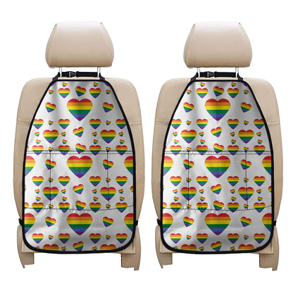 Rainbow LGBT Heart Pattern Print Car Seat Organizers