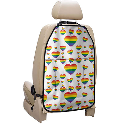 Rainbow LGBT Heart Pattern Print Car Seat Organizers