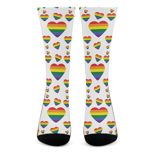 Rainbow LGBT Heart Pattern Print Crew Socks