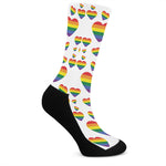 Rainbow LGBT Heart Pattern Print Crew Socks