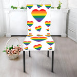 Rainbow LGBT Heart Pattern Print Dining Chair Slipcover