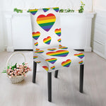 Rainbow LGBT Heart Pattern Print Dining Chair Slipcover
