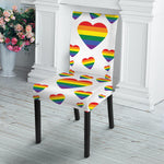 Rainbow LGBT Heart Pattern Print Dining Chair Slipcover