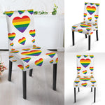 Rainbow LGBT Heart Pattern Print Dining Chair Slipcover