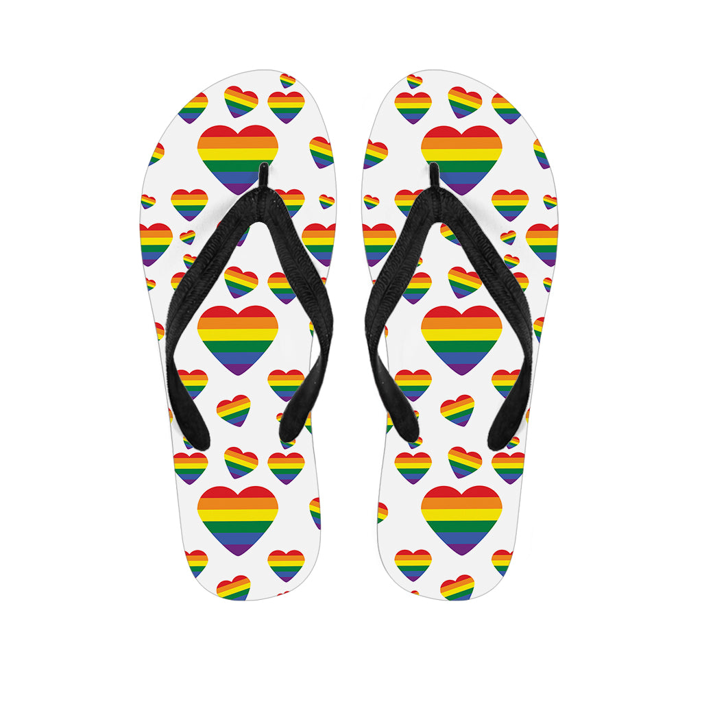Rainbow LGBT Heart Pattern Print Flip Flops