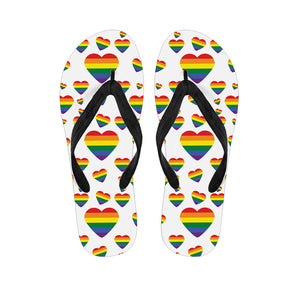 Rainbow LGBT Heart Pattern Print Flip Flops