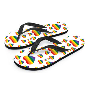 Rainbow LGBT Heart Pattern Print Flip Flops