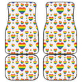 Rainbow LGBT Heart Pattern Print Front and Back Car Floor Mats
