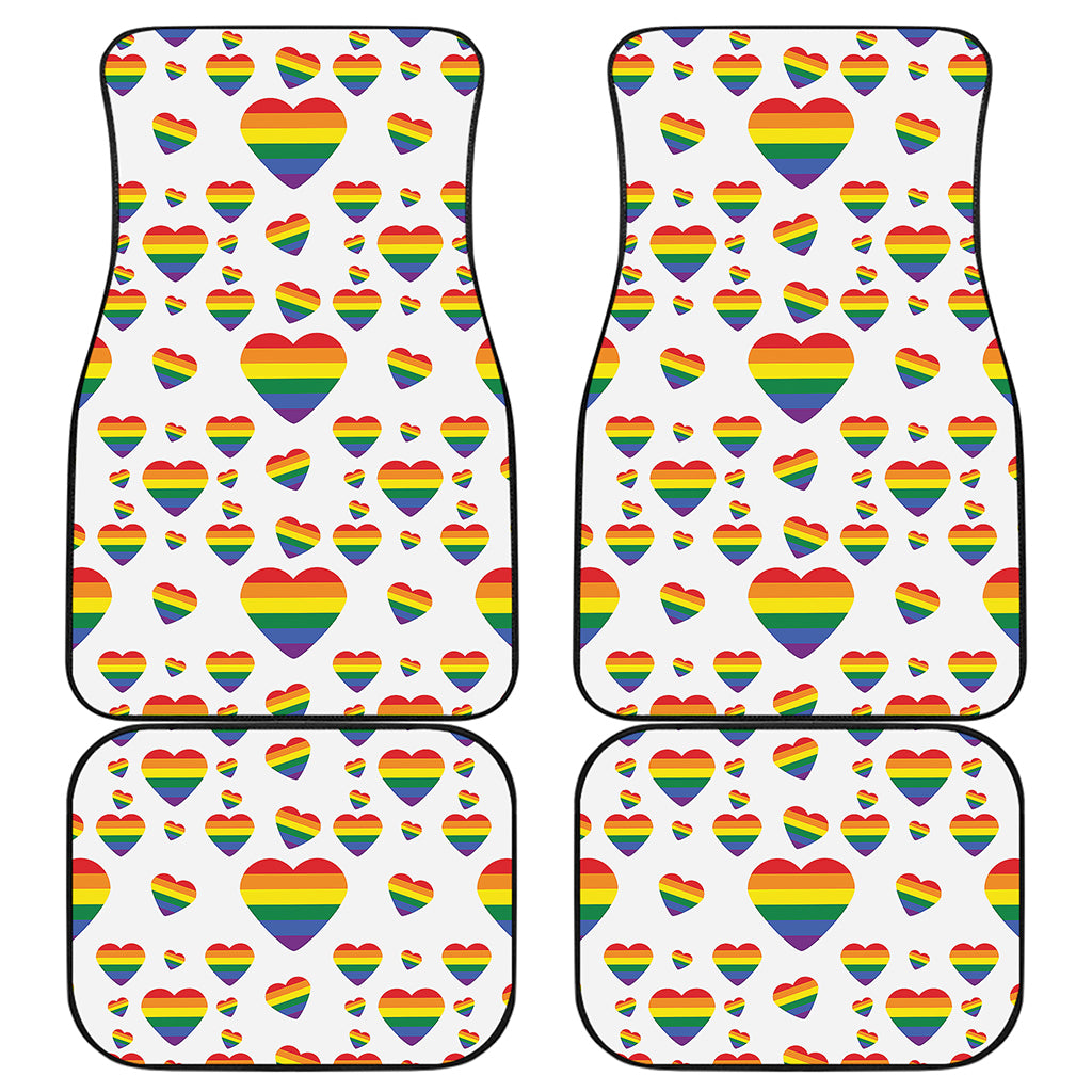 Rainbow LGBT Heart Pattern Print Front and Back Car Floor Mats