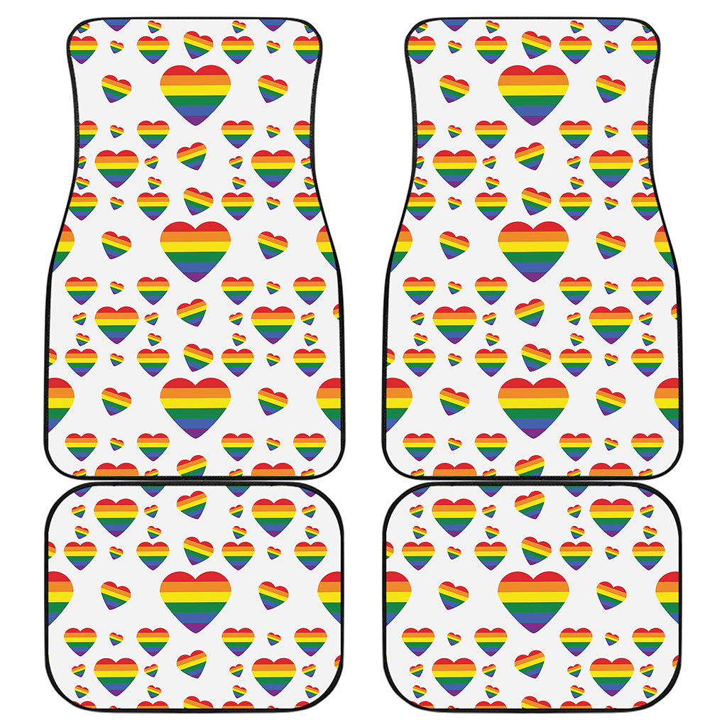 Rainbow LGBT Heart Pattern Print Front and Back Car Floor Mats