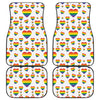 Rainbow LGBT Heart Pattern Print Front and Back Car Floor Mats