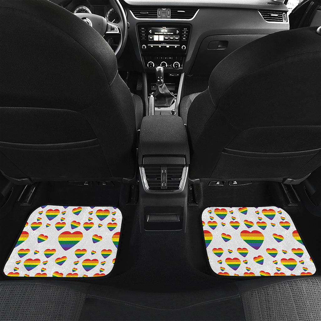 Rainbow LGBT Heart Pattern Print Front and Back Car Floor Mats