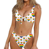 Rainbow LGBT Heart Pattern Print Front Bow Tie Bikini