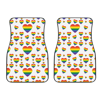 Rainbow LGBT Heart Pattern Print Front Car Floor Mats