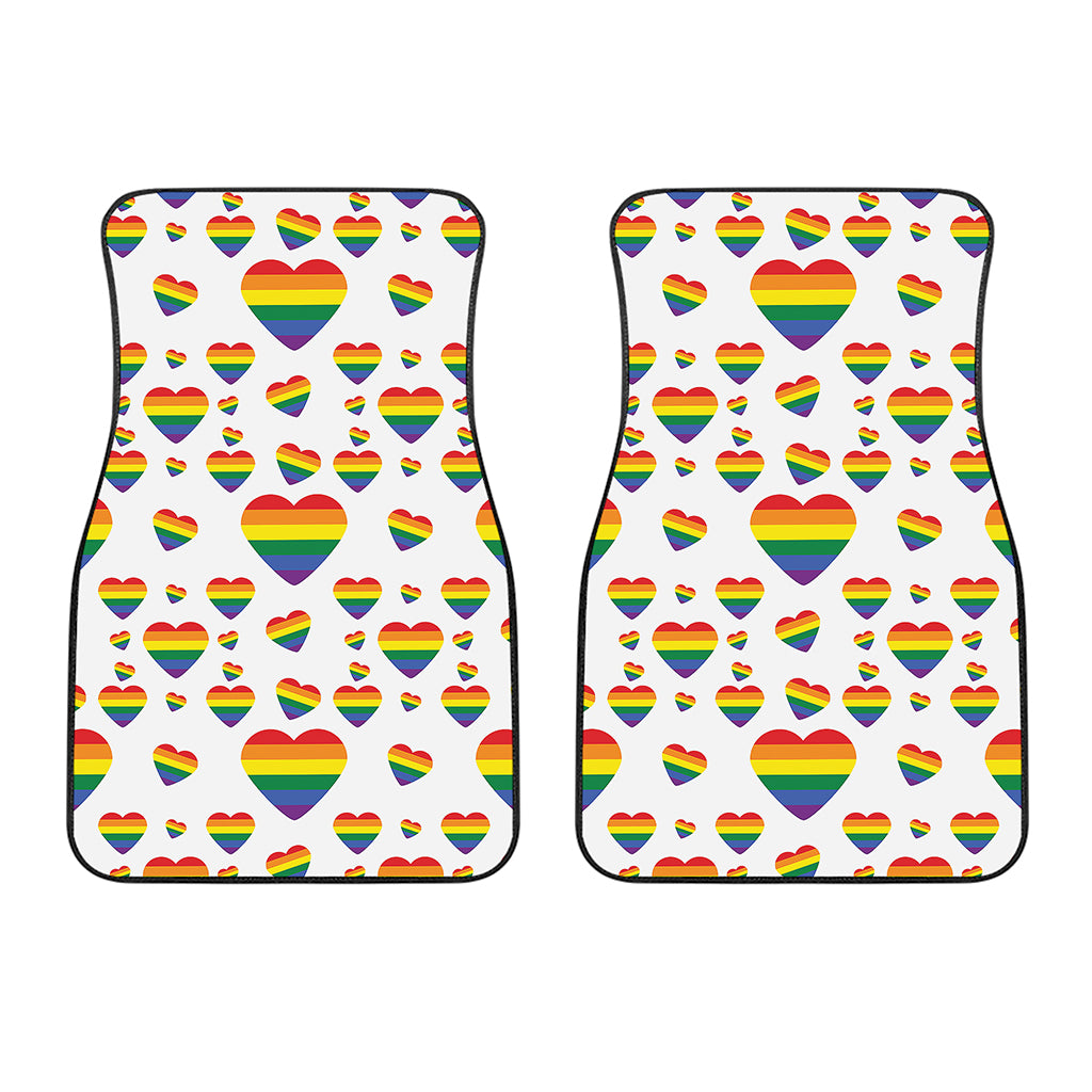 Rainbow LGBT Heart Pattern Print Front Car Floor Mats