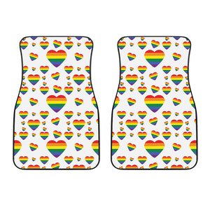 Rainbow LGBT Heart Pattern Print Front Car Floor Mats