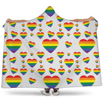 Rainbow LGBT Heart Pattern Print Hooded Blanket