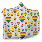 Rainbow LGBT Heart Pattern Print Hooded Blanket
