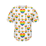 Rainbow LGBT Heart Pattern Print Men's Baseball Jersey