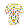 Rainbow LGBT Heart Pattern Print Men's Baseball Jersey