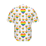 Rainbow LGBT Heart Pattern Print Men's Baseball Jersey