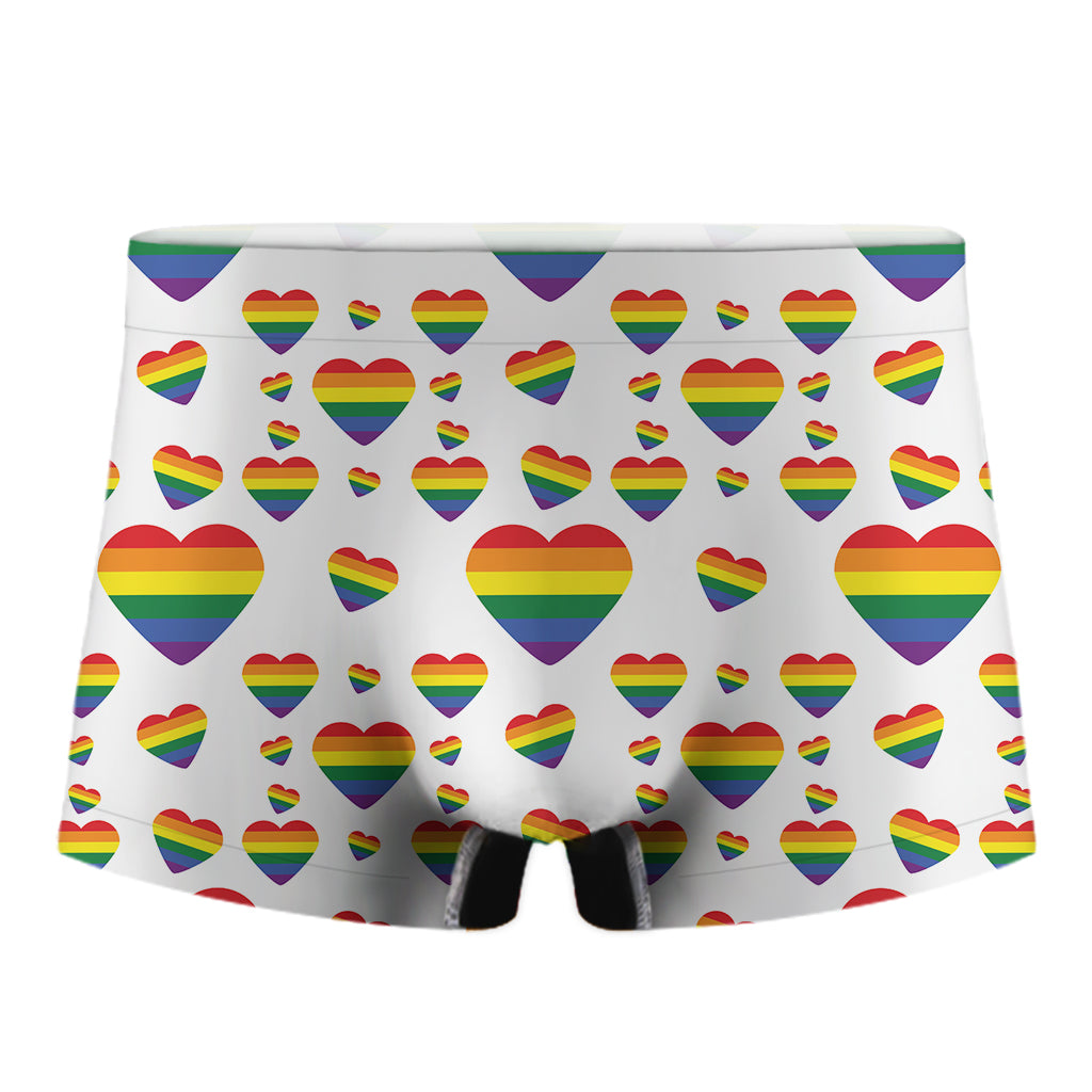 Rainbow LGBT Heart Pattern Print Men's Boxer Briefs